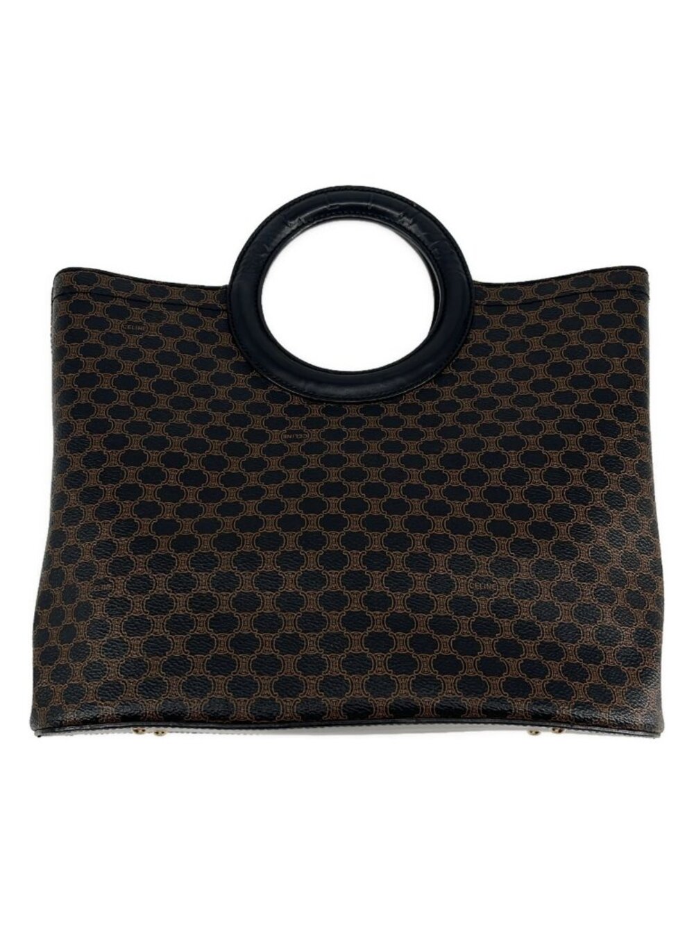 Celine Macadam Circle Handle Handbag Brown